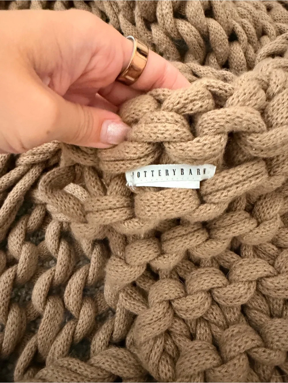 Pottery Barn Colossal Hand Knit Throw Blanket - Brown